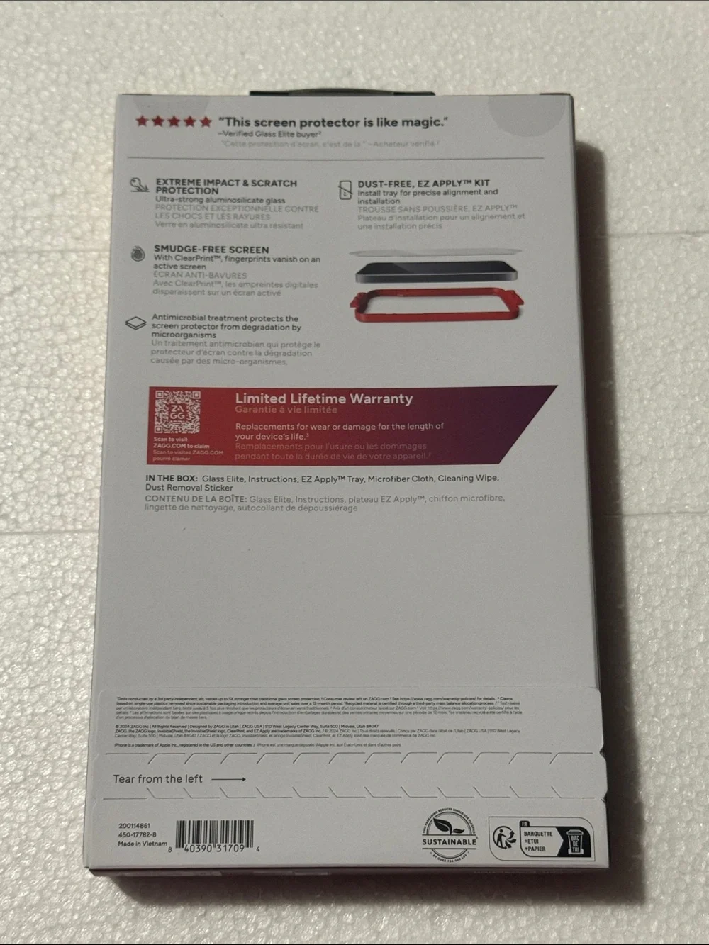 ZAGG Glass Elite Tempered Screen Protector for iPhone 16 Pro Max - Red Packaging